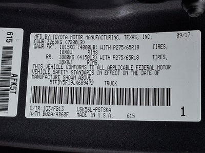 2018 Toyota Tundra SR5 5.7L V8