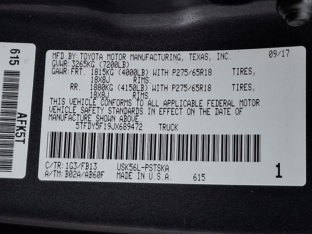 2018 Toyota Tundra SR5 5.7L V8